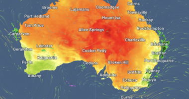 BOM weather thermal map for Sat 11 Jan 2025 at 10:20am