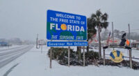 Heavy snow falling in Florida & covering beaches during first-ever blizzard warning as storm shuts down roads ‘for days’