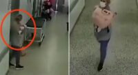 Horror moment ‘cradle snatcher’ is seen fleeing from hospital with newborn baby wrapped in arms after posing as nurse