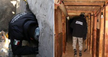 Inside secret 1,000ft tunnel found between Mexico & US after officials checking out storm drain stumbled upon entrance