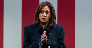 Kamala Harris fumbles Pledge of Allegiance while swearing in new senators as people slam ‘we dodged a bullet’