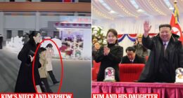 Kim Jong-un reveals two more family members with pictures showing young niece and nephew - fueling speculation boy is first in line for power ahead of tyrant's daughter