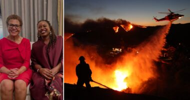 LA Mayor Karen Bass posed for photos at a cocktail party as Palisades Fire exploded