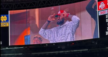 LeBron James cheers on Ohio State at College Football Playoff championship game