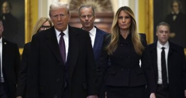 Melania Trump joins Donald in the Capitol Rotunda to pay respects to Jimmy Carter ahead of his funeral