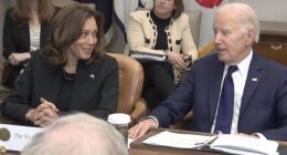 Moment Joe Biden tells Kamala Harris ‘fire away… no pun intended’ in live update on LA wildfires as death toll hits 6