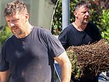 My Kitchen Rules star and celebrity chef Manu Feildel spotted getting stuck into gardening with his wife Clarissa over the long weekend