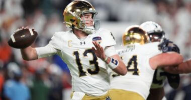 Notre Dame Fighting Irish and Ohio State Buckeyes in Atlanta ahead of College Football Playoff National Championship