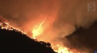 Now California is hit by FIRE TORNADO as wind whips up flames while LA blaze continues to spread