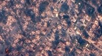 Satellite pics show whole blocks burned to rubble after LA wildfires sparked in backyard…& 5 blazes still out of control