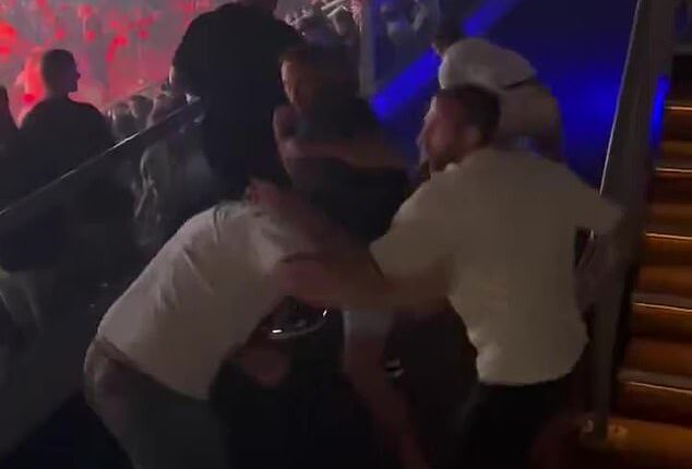 Queensland Police told Daily Mail Australia several men were thrown out of the Jai Opetaia fight night at the Gold Coast Convention Centre after engaging in a shocking brawl (pictured)