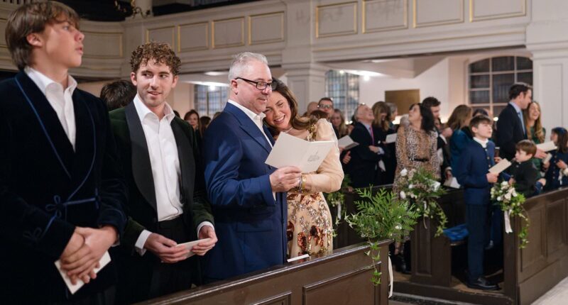 Talk about a dream location... Kirstie Allsopp's joy as she ties the knot with property tycoon Ben Andersen inside Love Actually chapel