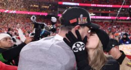 Taylor Swift Kisses and Cuddles Travis Kelce on Field After Chiefs Win