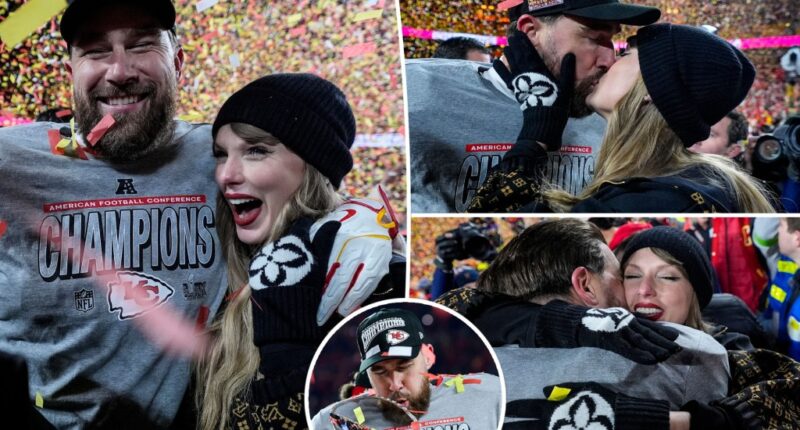 Taylor Swift and Travis Kelce celebrate Chiefs’ AFC Championship win: All the pics from the post-game ceremony