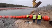 Texas buoys up! New barriers are installed along the Rio Grande as Trump ally Governor Abbott hails 'America is back'