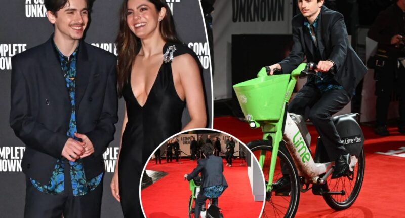 Timothée Chalamet e-bikes his way to the UK premiere of ‘A Complete Unknown’ – PHOTOS