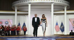 Trump and Melania send crowd wild at Commander in Chief inaugural ball, with first lady in mesmerizing leggy gown