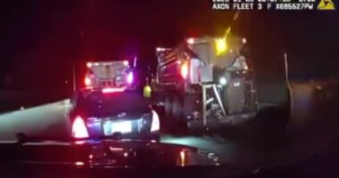 WATCH: Line of Colorado snowplow drivers stop suspect fleeing from authorities on I-70