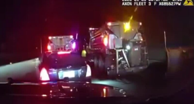 WATCH: Line of Colorado snowplow drivers stop suspect fleeing from authorities on I-70