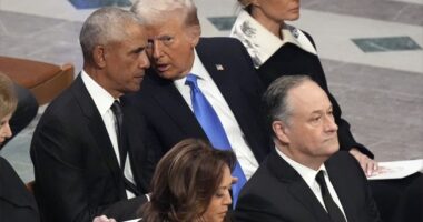 WATCH: Priceless Moments Between Obama, Trump, Pence, Jill and Kamala at Carter Funeral