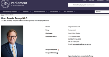A West Australian MP has legally changed his name to Austin Trump in a move inspired by United States President Donald Trump.
