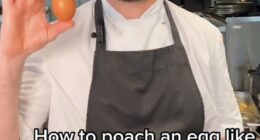 A video (pictured) posted on Fallow Restaurant in London's TikTok page showed a top tip for creating the perfect poached egg