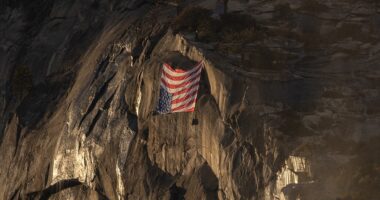 American flag hung upside down in Yosemite National Park in protest over layoffs