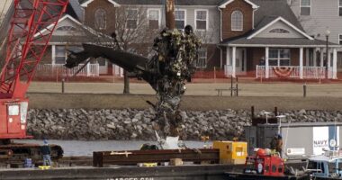 Black Hawk's tracking tech was turned off when it crashed into plane as mangled wreck is pulled from Potomac