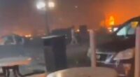 Blood-curdling cries as flaming debris rains down around children outside Dunkin' after plane crash