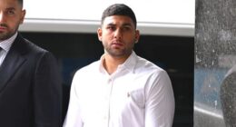 Amateur boxer Adam Abdallah (right) arrives at the Downing Centre Local Court, in Sydney, Wednesday, February 26, 2025. (AAP Image/Dean Lewins)