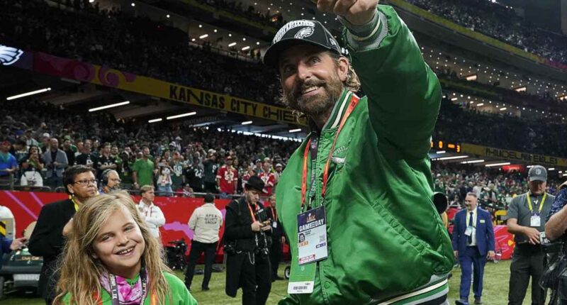 Bradley Cooper Twins With Mini-Me Daughter Lea at the 2025 Super Bowl