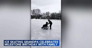 Chuck Ripp of Lake Forest, suburban grandfather seen in viral wheelchair ice skating video, celebrates 91st birthday