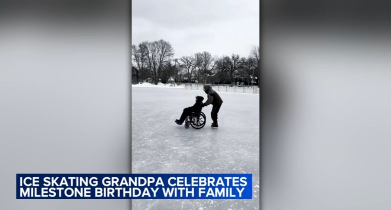 Chuck Ripp of Lake Forest, suburban grandfather seen in viral wheelchair ice skating video, celebrates 91st birthday