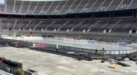 Crews prepare ice rink for NHL Stadium Series at the 'Shoe