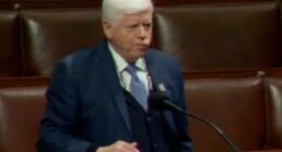 Distressing moment Democratic lawmaker John Larson, 76, chokes on words & freezes mid speech sparking health concerns