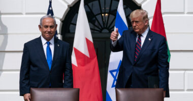 Donald Trump, Benjamin Netanyahu hold talks as US president warns 'no guarantees' fragile peace in Gaza will hold