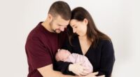 Clayton and Jemma James with their daughter Ella.