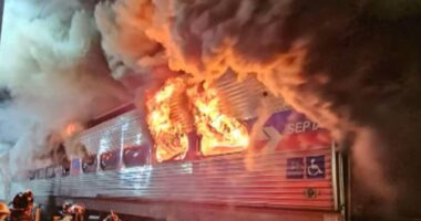 Horror as SEPTA train carrying 350 people goes up in flames forcing passengers to evacuate in frantic scenes