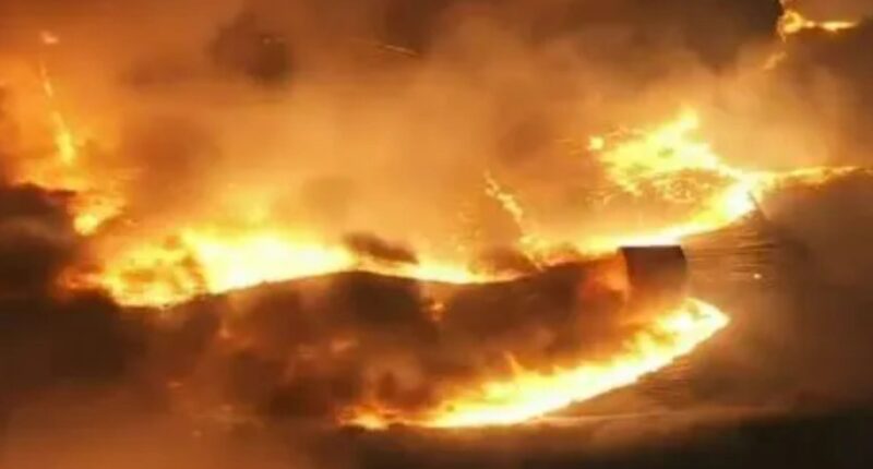 Horror vid shows fire ripping through aerospace supplier’s warehouse after ‘explosion’ & locals urged to stay indoors