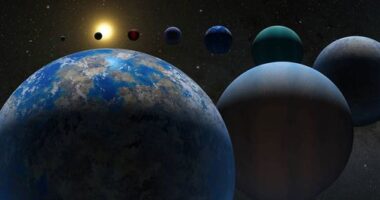 What do planets outside our solar system, or exoplanets, look like? A variety of possibilities are shown in this illustration.