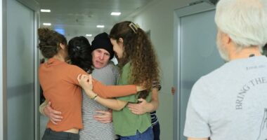 Incredible moment American held hostage in Gaza for 15 months is reunited with his family