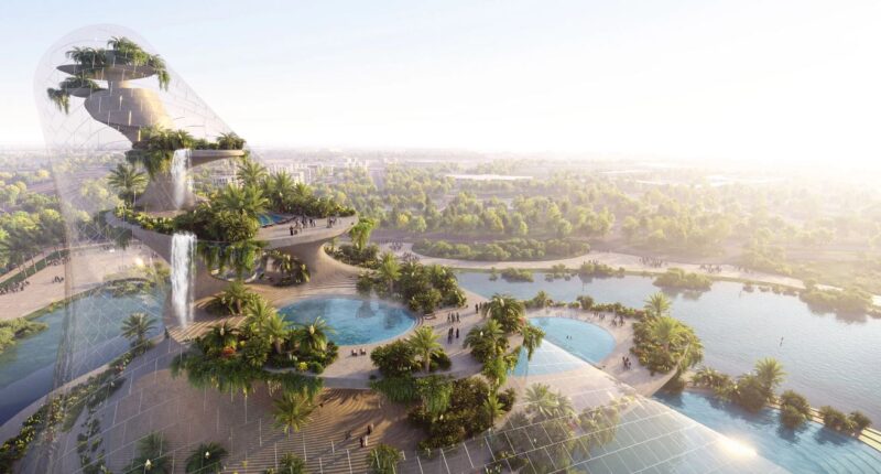 Incredible plan for ‘giant greenhouse’ in Dubai with 330ft tower of pools, water slides & gardens set to open in 2028