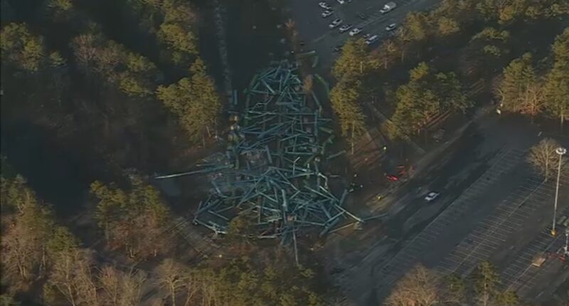 Kingda Ka roller coaster at Six Flags Great Adventure in New Jersey brought down by implosion to mkae way for new thrill ride