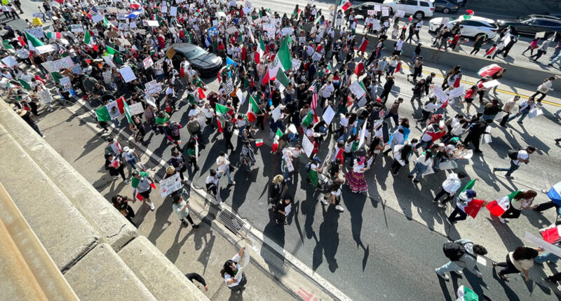 LA protest: Thousands of anti-ICE protesters block 101 Freeway, streets in downtown Los Angeles