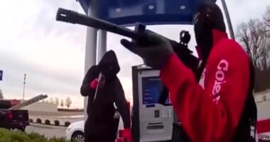 Masked robbers point ARs at guard in bold ATM heist caught on chilling video