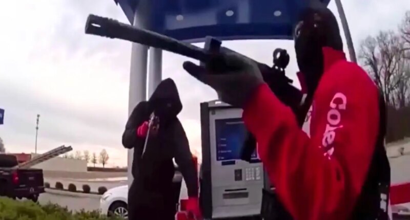 Masked robbers point ARs at guard in bold ATM heist caught on chilling video