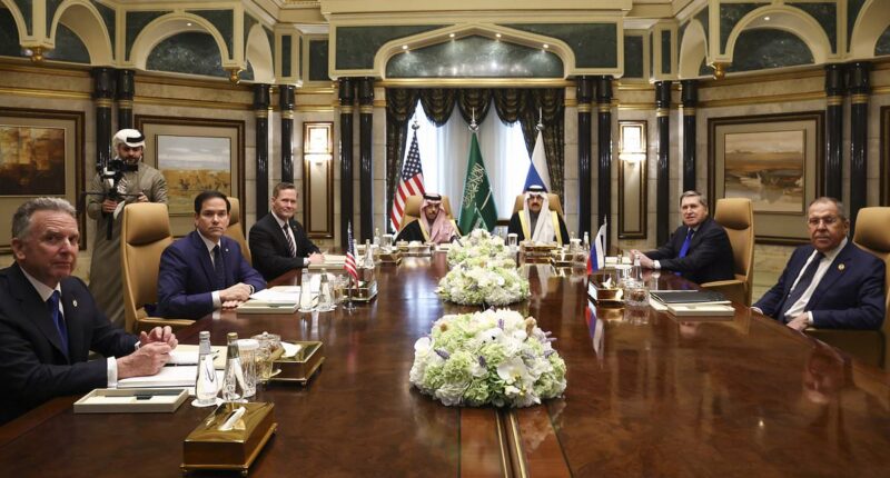 No seat for panicking Europe or Zelensky at Ukraine peace talks: US and Russia meet in Saudi Arabia as Germany storms out of summit amid fears Trump will abandon Baltics