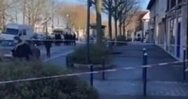 Paris knifeman shot dead as he ‘silently ran at cops with blade in each hand’ days after Mulhouse market terror attack