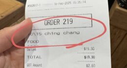 A receipt (pictured) named a Fergburger customer 'ching chang' last Sunday afternoon