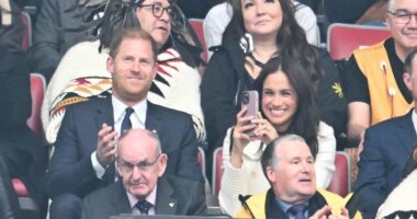 Prince Harry, Meghan Markle Share Cute Jumbotron Moment at Invictus Games